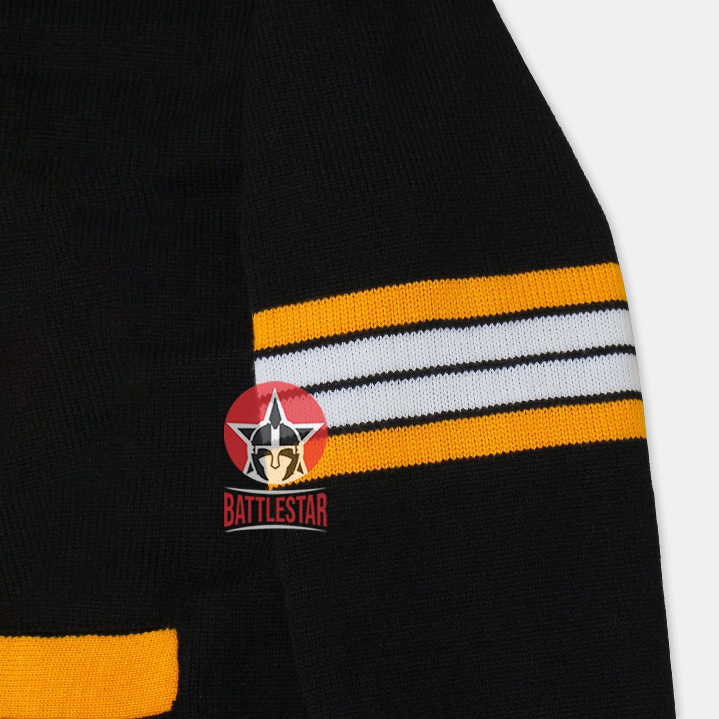 Handmade Unisex Jacquard Knitted Black & Gold Yellow Cardigan School College Graduation Greek Sweater