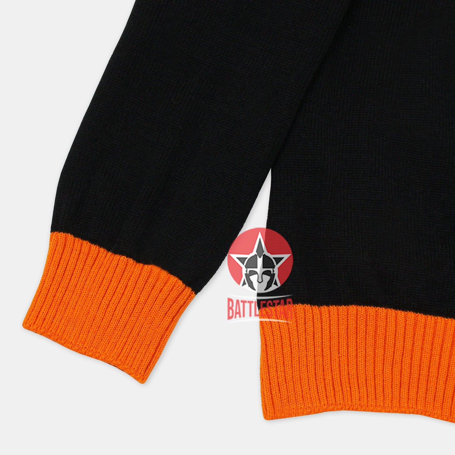 Handmade Unisex Jacquard Knitted Black & Orange Cardigan School College Graduation Greek Sweater