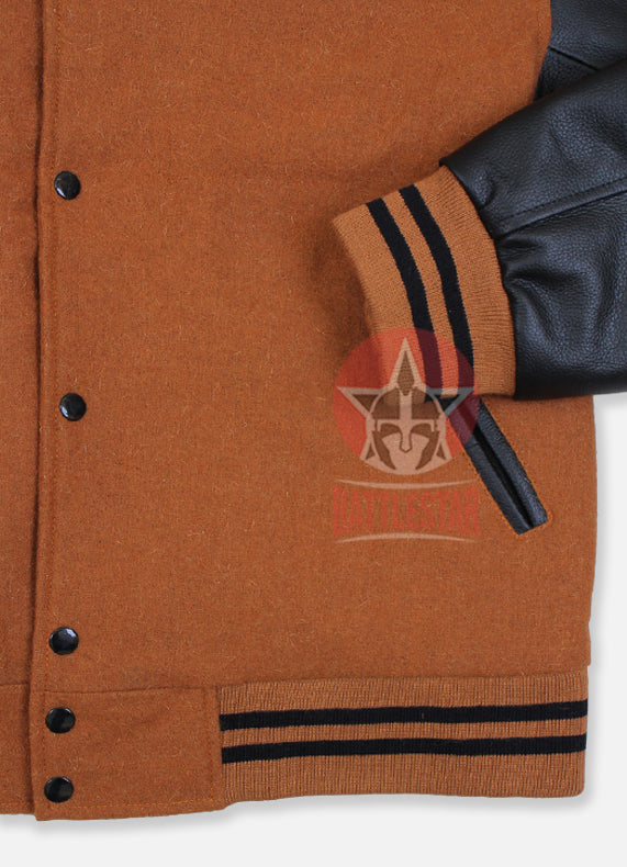 Year of the Tiger Embroidered Brown Black Letterman Baseball Jacket