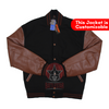 Load image into Gallery viewer, Black Wool Brown Leather Sleeves Varsity Baseball Bomber Jacket