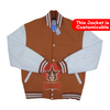 Load image into Gallery viewer, Brown Wool White Leather Sleeves Varsity Baseball Jacket