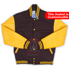 Load image into Gallery viewer, Brown Wool Gold Yellow Leather Sleeves Varsity Jacket