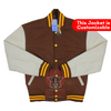 Load image into Gallery viewer, Brown Wool Cream Leather Sleeves Varsity Jacket