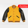 Gold Yellow Wool Black Leather Sleeves Varsity Jacket