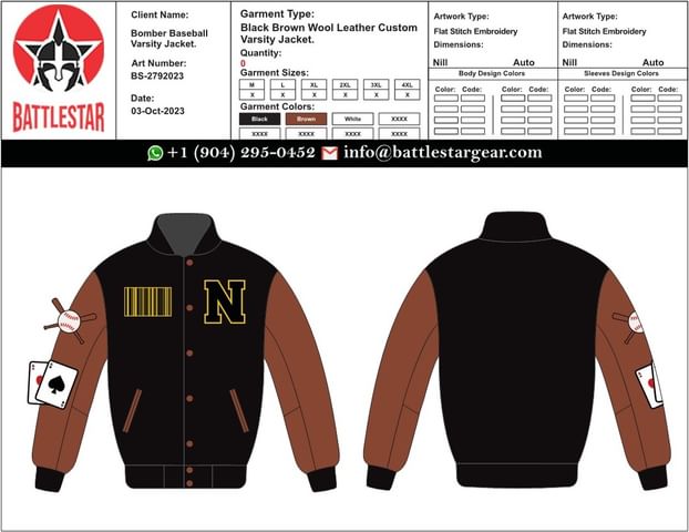 Personalized Wool & Leather Embroidered Varsity Jacket (as discussed)