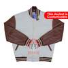 Load image into Gallery viewer, White Wool Brown Leather Sleeves Varsity Baseball Jacket