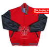 Load image into Gallery viewer, Red Wool Black Leather Sleeves Varsity Jacket