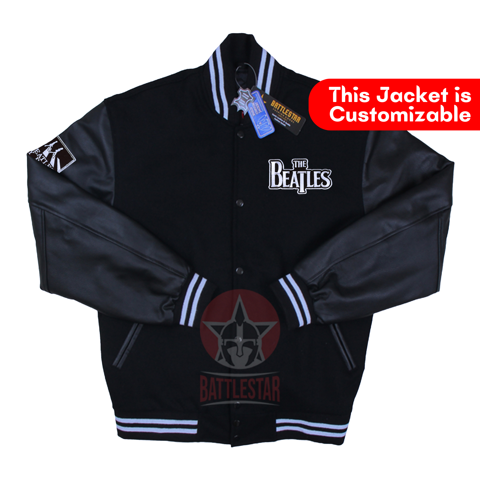 The BEATLES English Rock Band Black Baseball Varsity Jacket