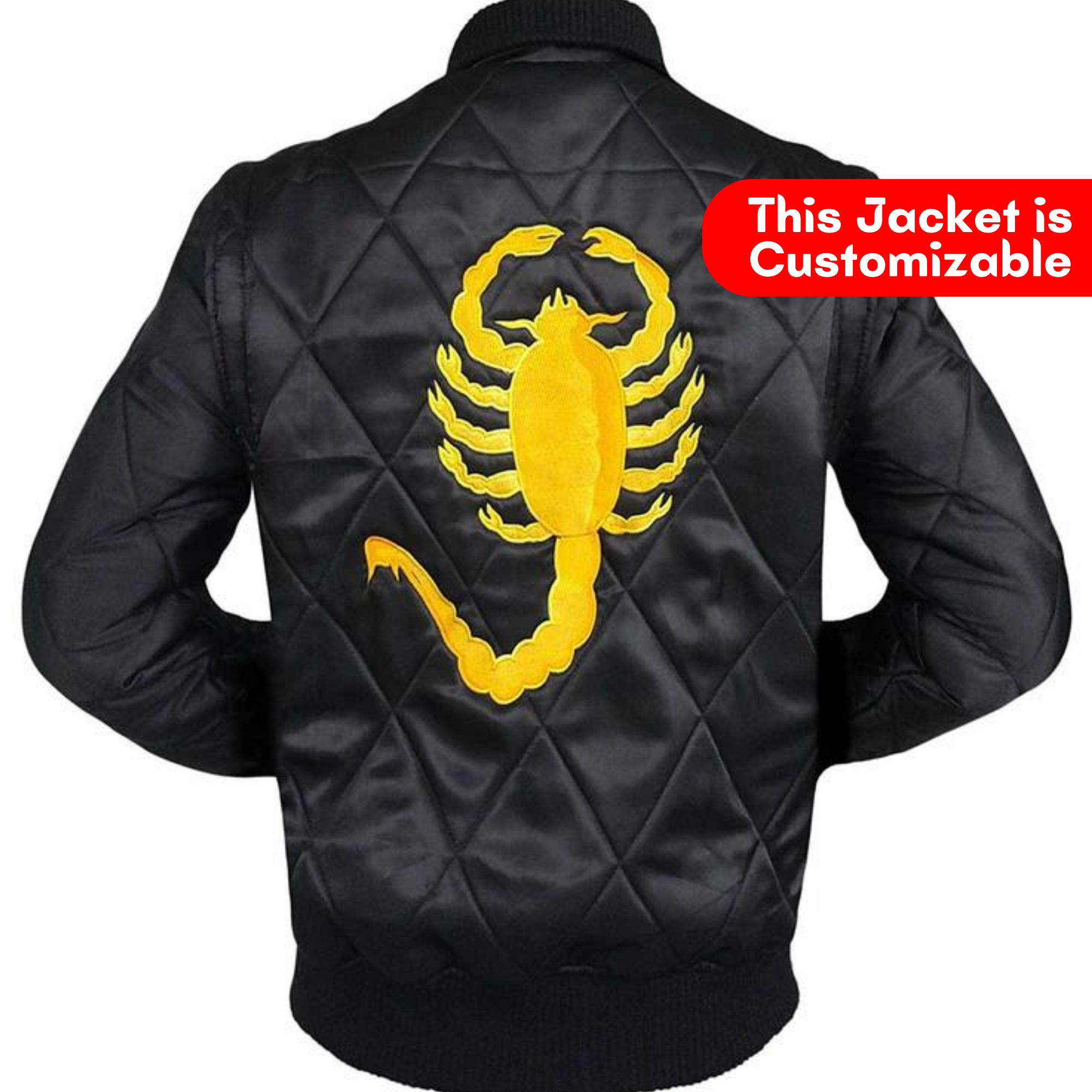 Scorpion Drive Ryan Gosling Black Satin Bomber Jacket
