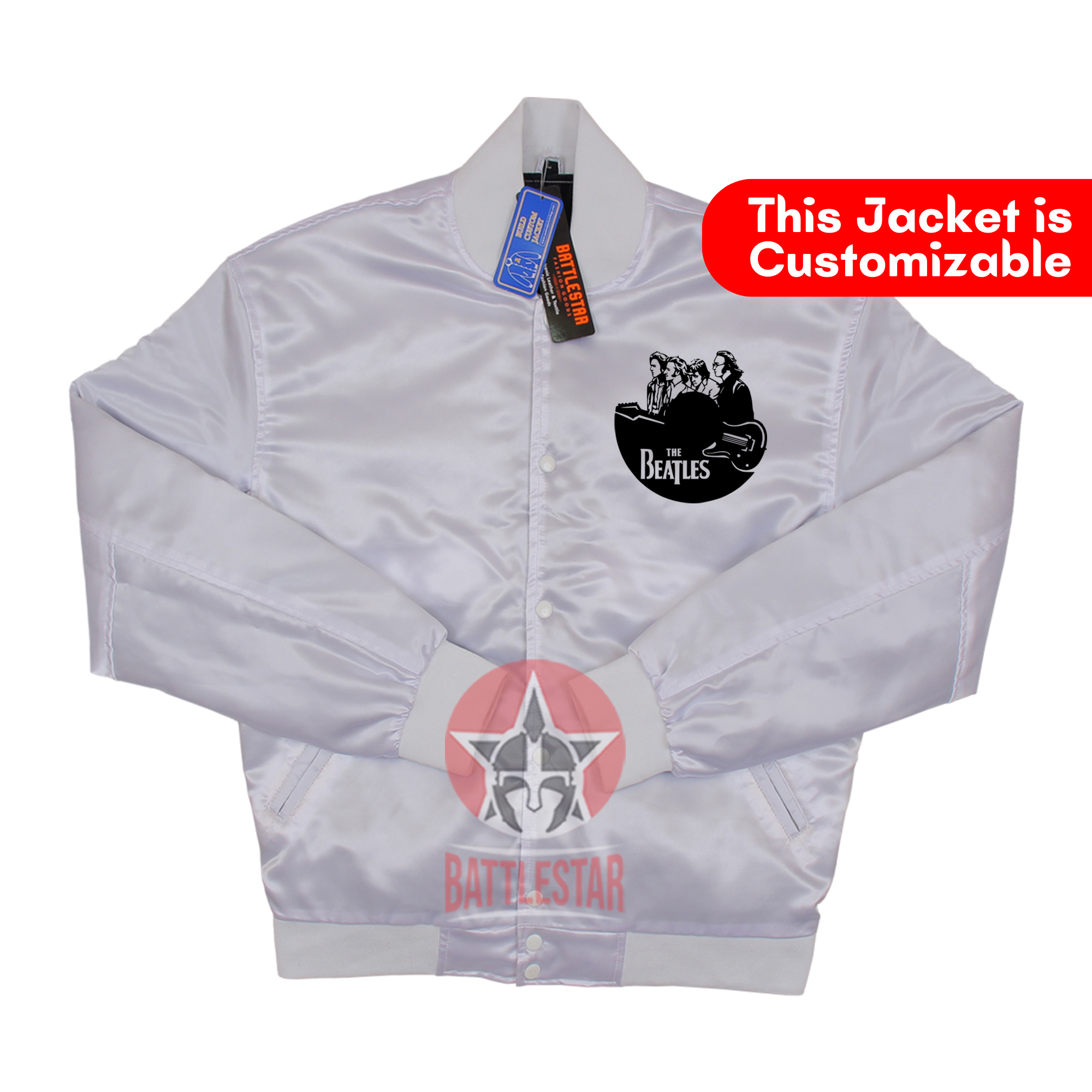 The Beatles Inspired White Satin Varsity Baseball Jacket