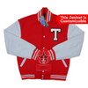 Load image into Gallery viewer, Ariana Grande Red Wool &amp; White Leather Chenille Patch Varsity Letterman Jacket