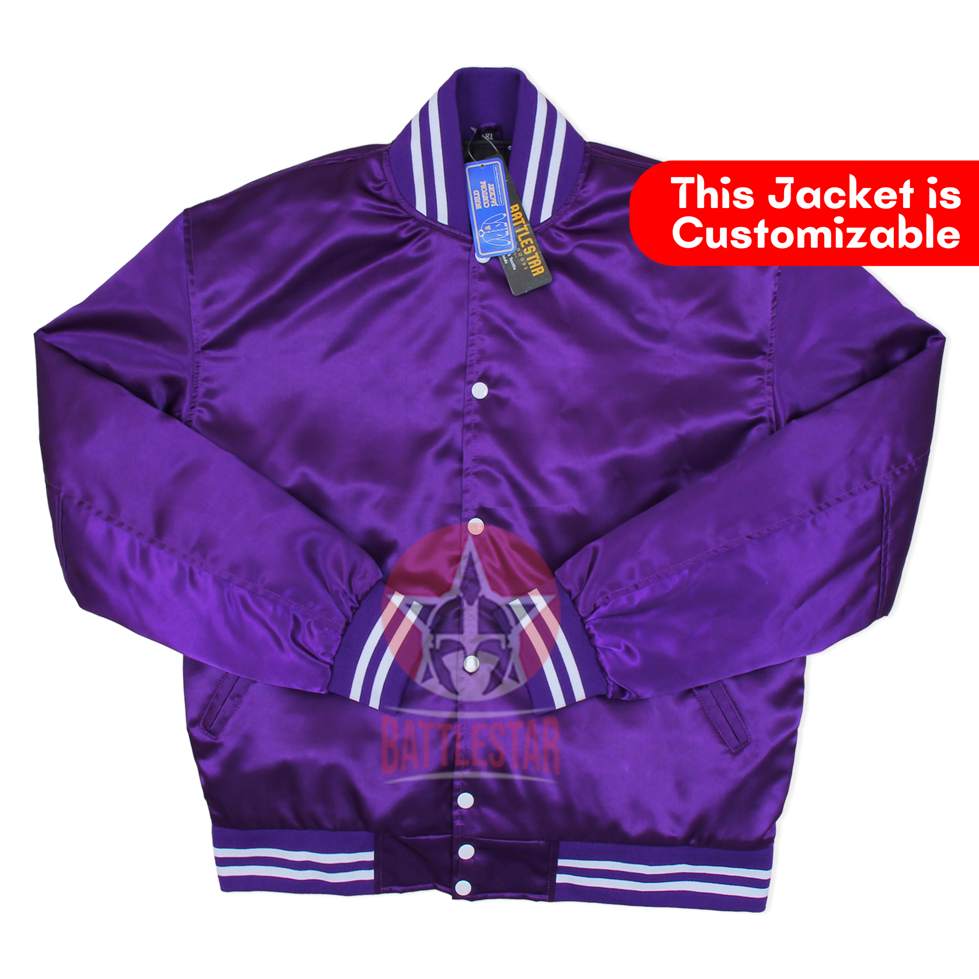White & Purple Satin Varsity Jacket - 2023