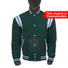 Load image into Gallery viewer, Forest Green Wool White Leather Stripes Varsity Jacket