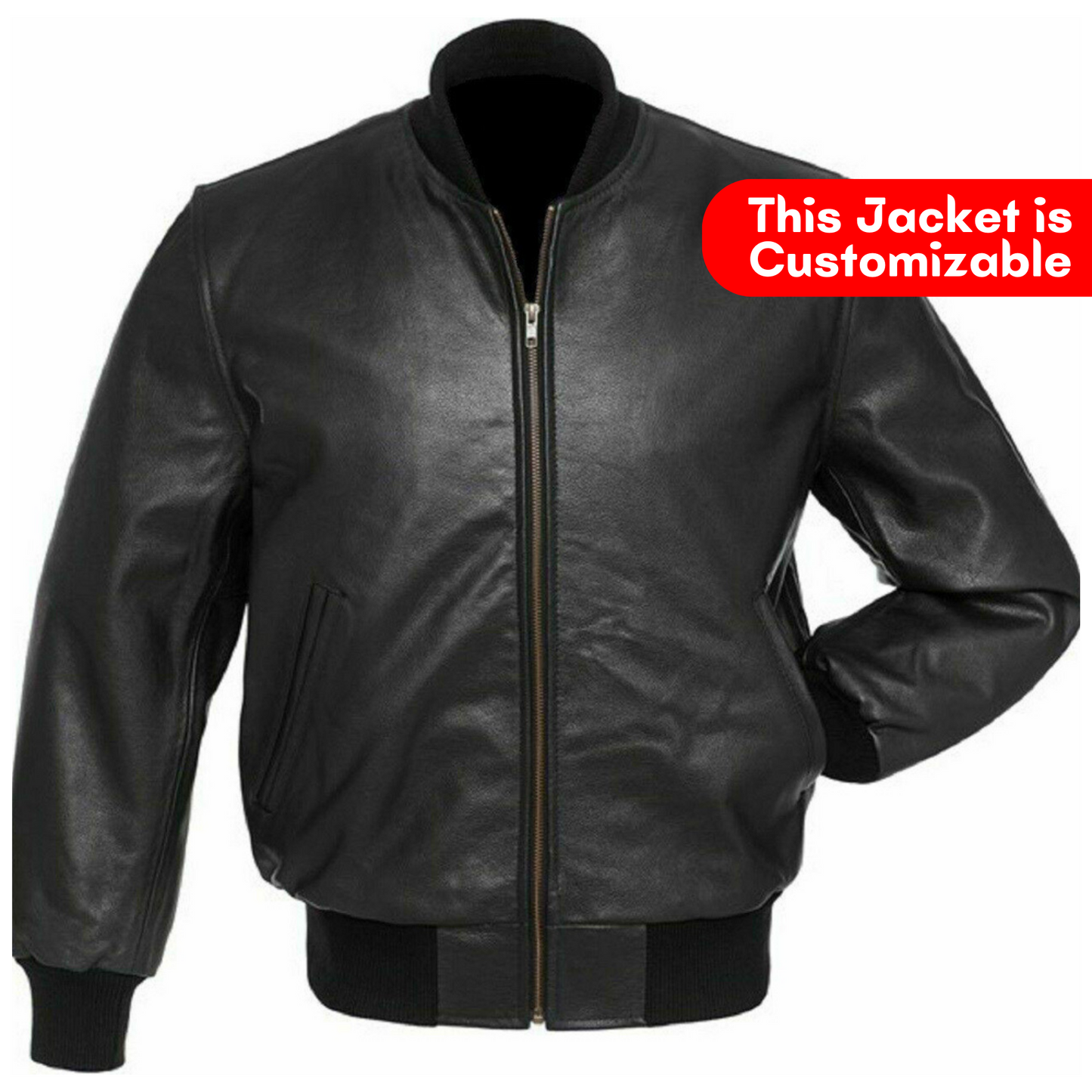 Battlestar Black Leather Varsity Motorbike Jacket