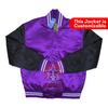 Load image into Gallery viewer, Purple Black Satin Varsity Baseball Bomber Jacket