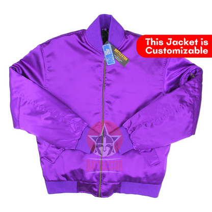 Purple MA-1 Satin Varsity Baseball Jacket
