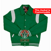 Load image into Gallery viewer, Byron Collar Kelly Green Wool White Leather Stripes Varsity Baseball Jacket