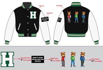 Personalized Embroidered Wool & Leather Varsity Jacket (As Discussed)