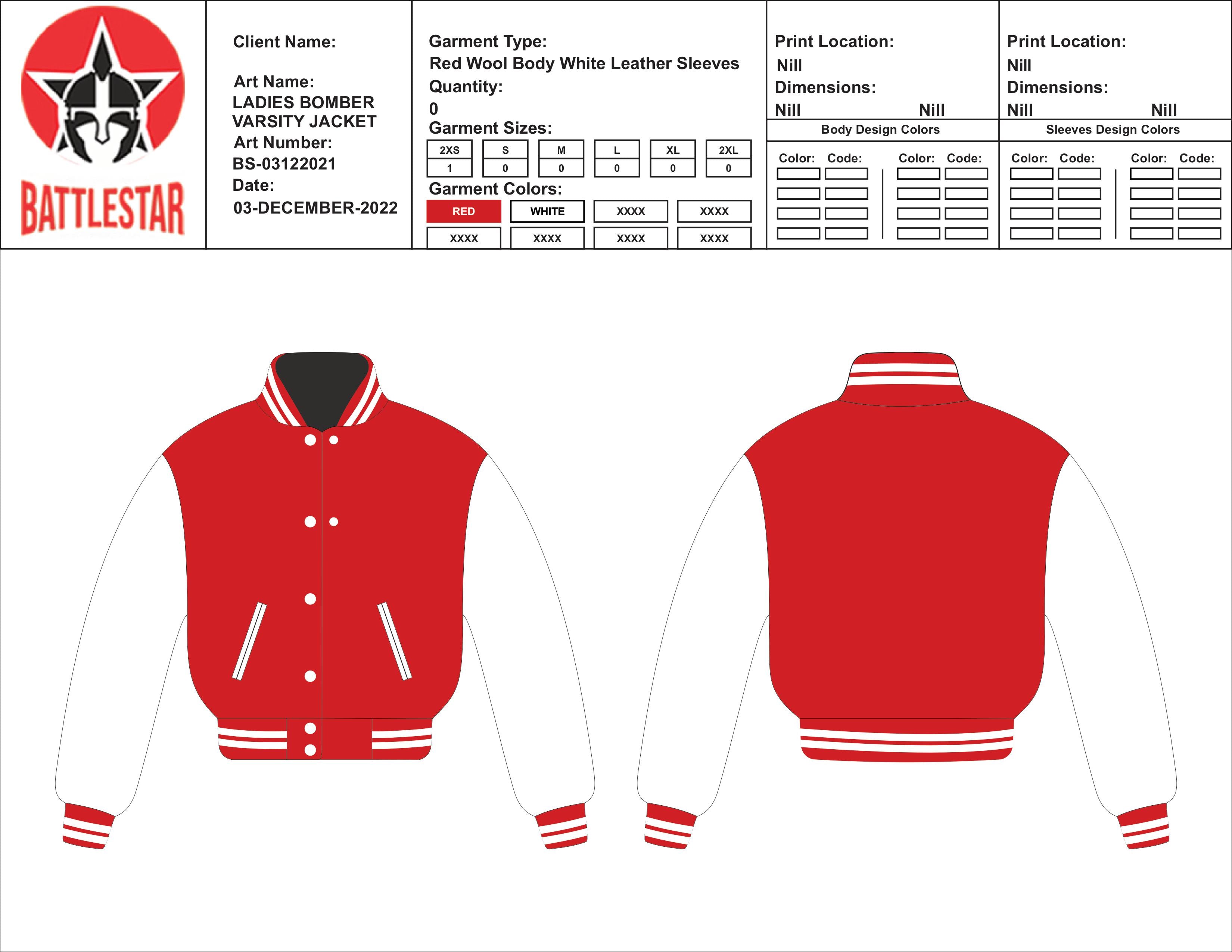 Red Wool White Leather Sleeves Cropped Varsity Baseball Bomber Jacket