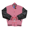 Load image into Gallery viewer, Pink Wool Varsity Jacket Black Leather Sleeves