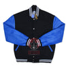 Black Wool Blue Leather Sleeves Varsity Jacket