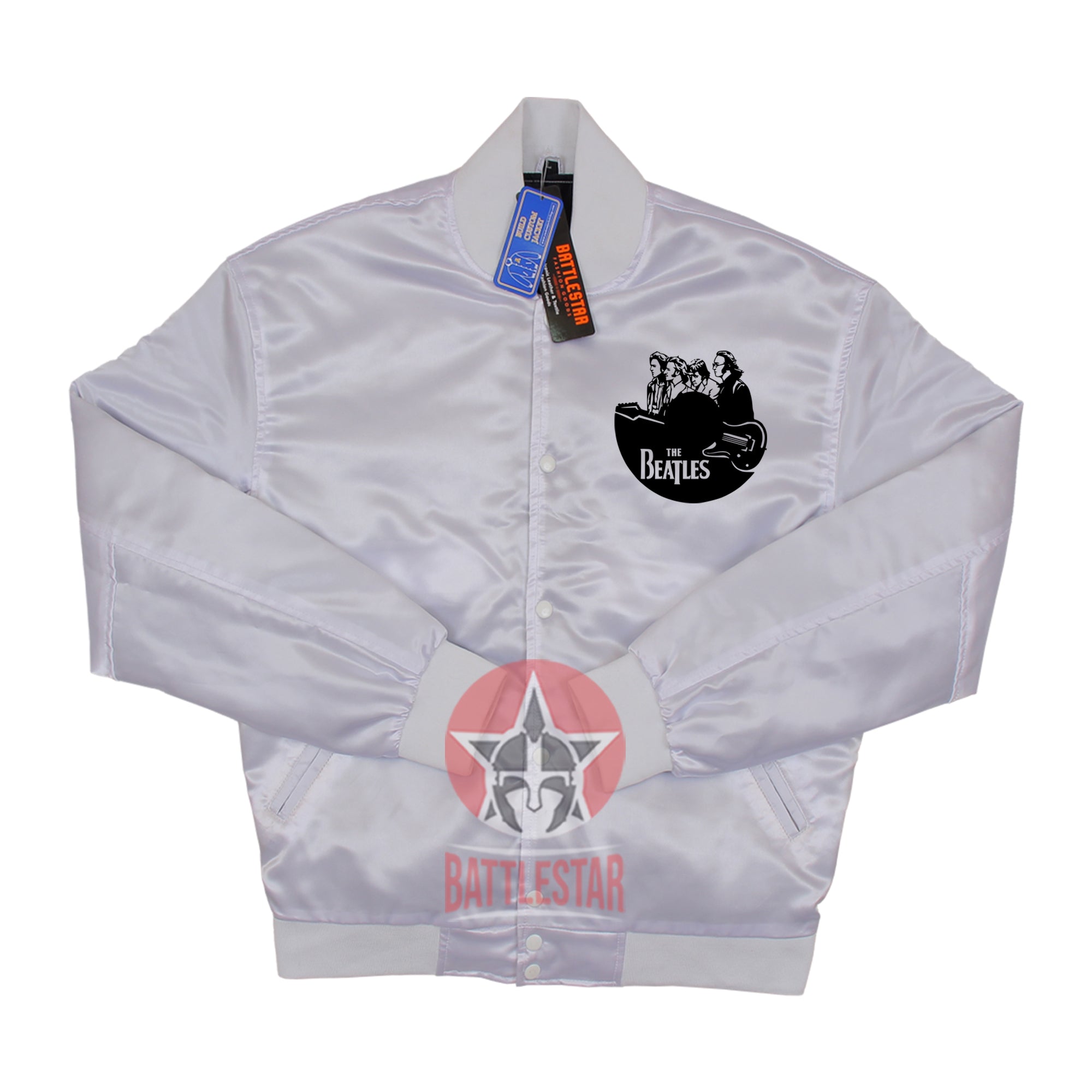 The Beatles Inspired White Satin Varsity Baseball Jacket