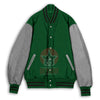 Load image into Gallery viewer, Green Wool Gray Leather Sleeves Varsity Jacket