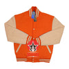 Load image into Gallery viewer, Orange Wool Cream Leather Sleeves Varsity Jacket