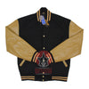 Load image into Gallery viewer, Black Wool Body Tan Leather Sleeves Baseball Bomber Varsity Jacket