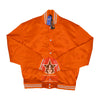 Load image into Gallery viewer, Orange Satin Varsity Baseball Jacket