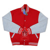 Load image into Gallery viewer, Red Wool White Leather Sleeves Varsity Jacket
