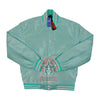 Load image into Gallery viewer, Turquoise Satin Fabric Baseball Bomber Letterman Varsity Jacket