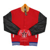 Load image into Gallery viewer, Red Wool Black Leather Varsity Baseball Jacket