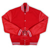 Load image into Gallery viewer, Red Wool &amp; Leather Baseball Bomber Varsity Jacket
