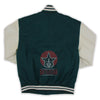 Load image into Gallery viewer, Forest Green Wool and Cream Leather Sleeves Varsity Jacket