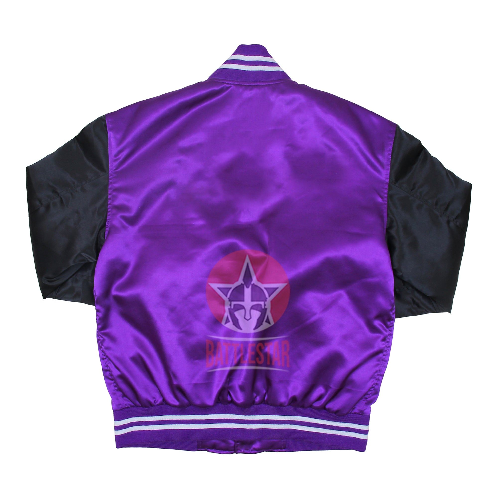 Purple Black Satin Varsity Baseball Bomber Jacket
