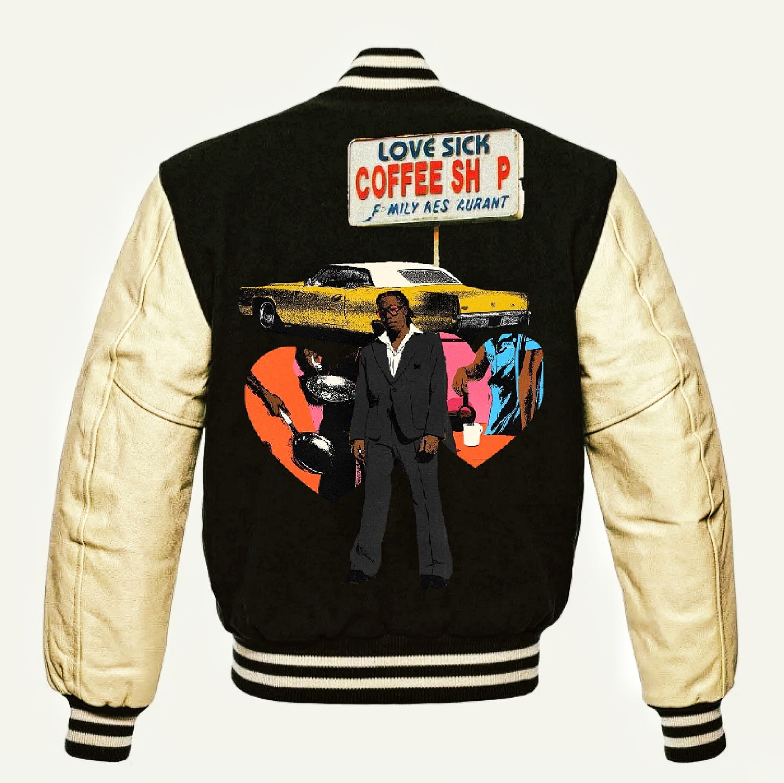 Personalized Embroidered Black Cream Varsity Jacket