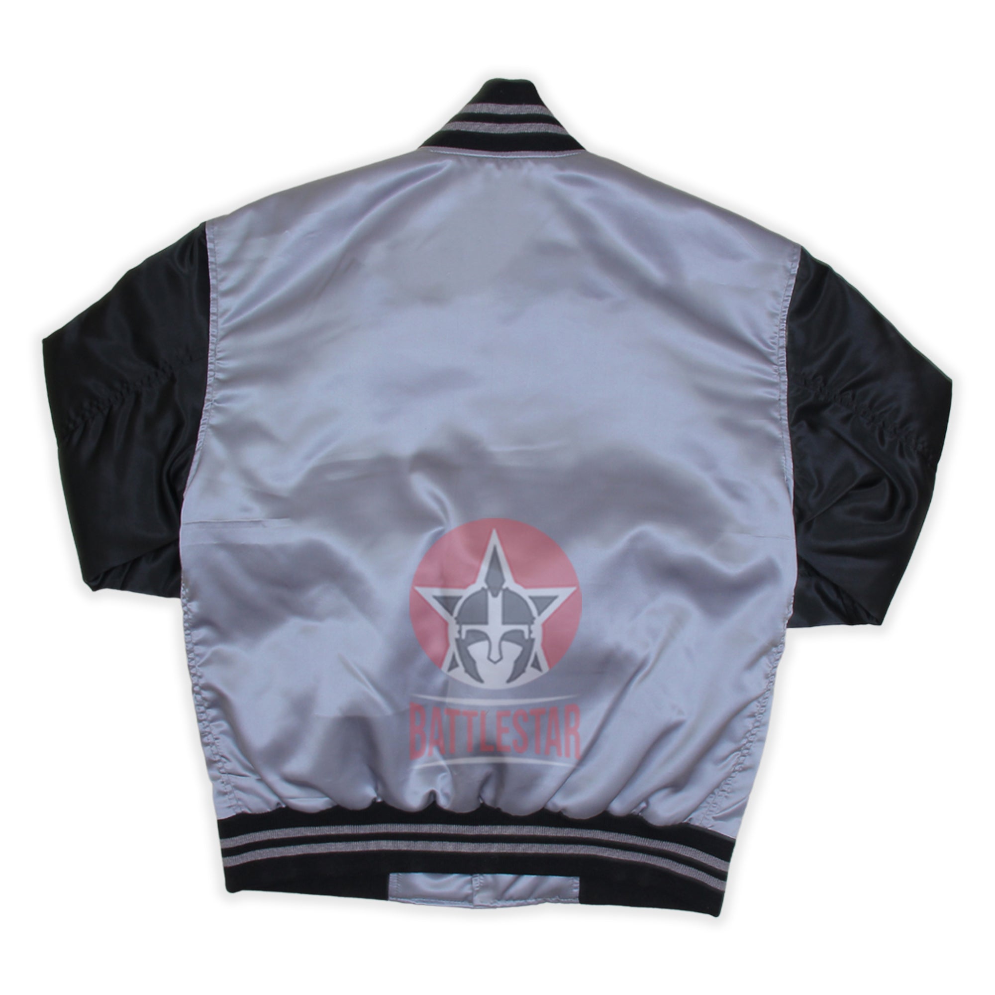 Silver Black Satin Varsity Baseball Jackets