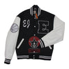 Load image into Gallery viewer, Musical EJ Black Wool White Leather Sleeves Baseball Jacket
