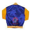 Load image into Gallery viewer, Royal Blue &amp; Gold Yellow Satin Fabric Varsity Baseball Jacket