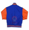 Royal Blue Wool Varsity Jacket Orange Leather Sleeves