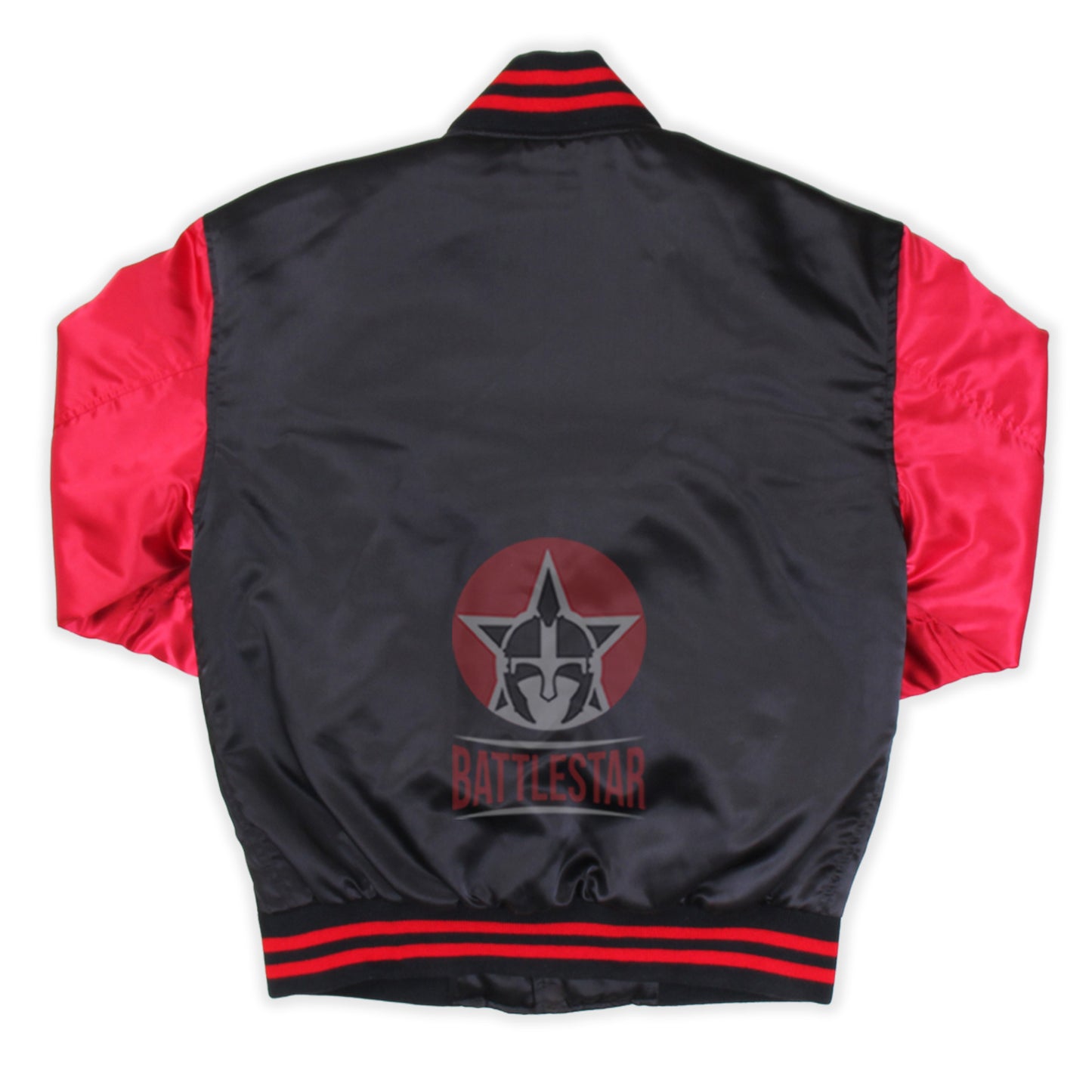 Black Cardinal Red Satin Varsity Baseball Jacket