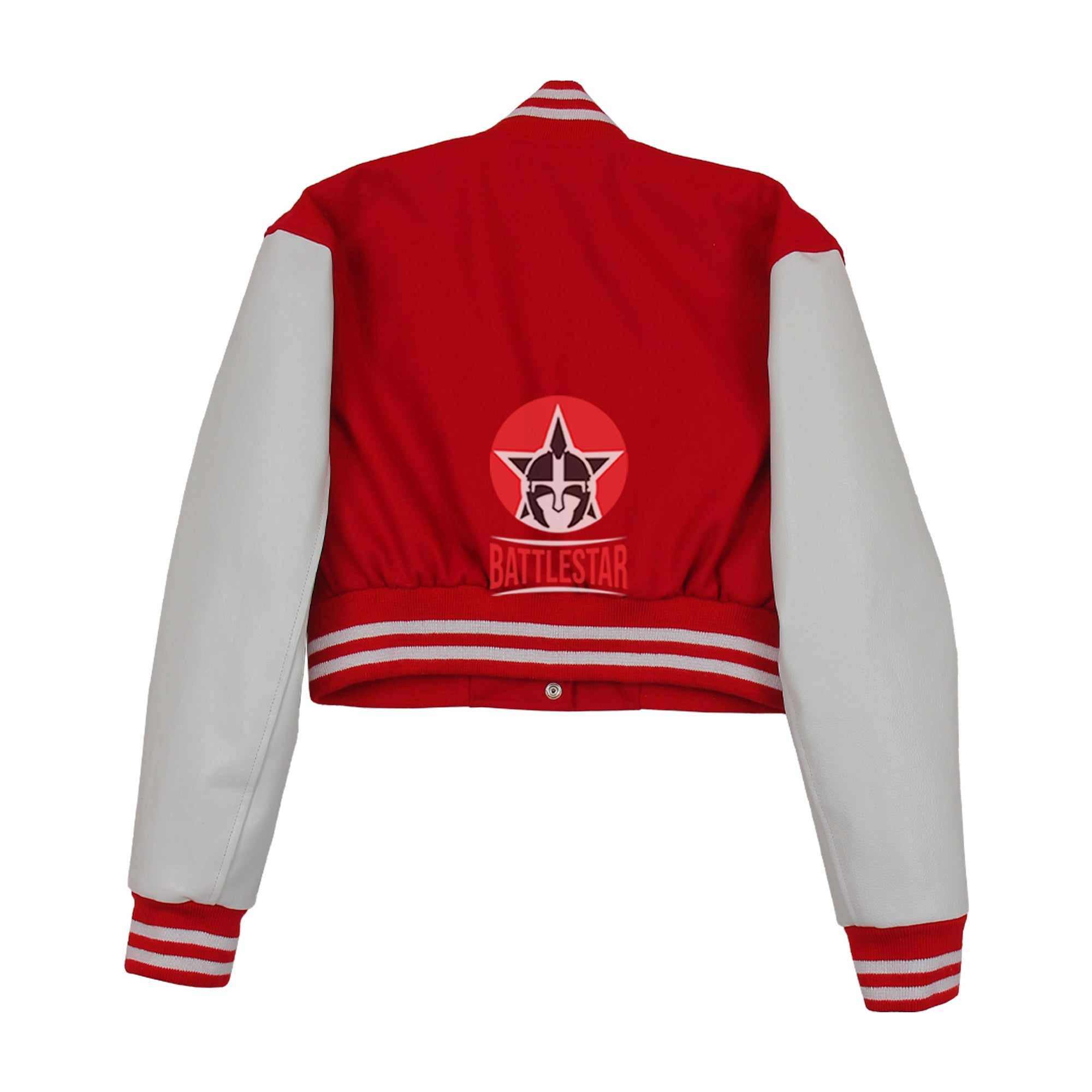 Red Wool White Leather Cropped Body Varsity Baseball Letterman Jacket