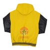 Load image into Gallery viewer, Yellow Wool Black Leather Hooded Baseball Letterman Varsity Jacket