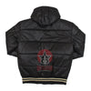 Black Unisex Lightweight Hooded Puffer Varsity Baseball Jacket