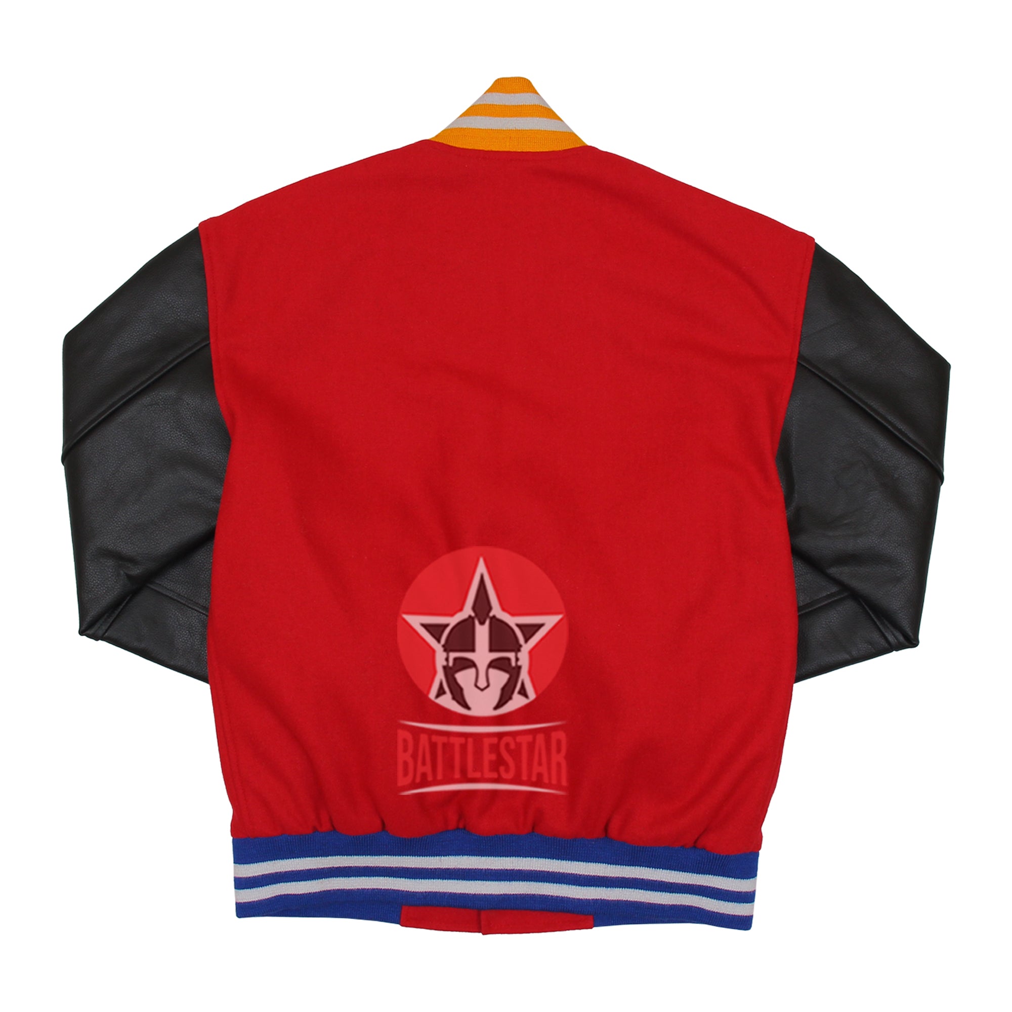 Red Wool Black Leather Varsity Baseball Jacket