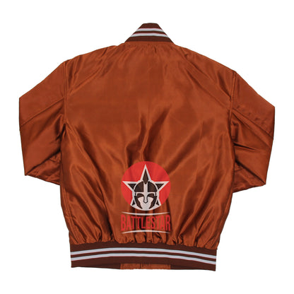 Chocolate Brown Satin Varsity Baseball Jacket