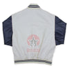 Load image into Gallery viewer, White Wool Varsity Jacket Navy Blue Leather Sleeves
