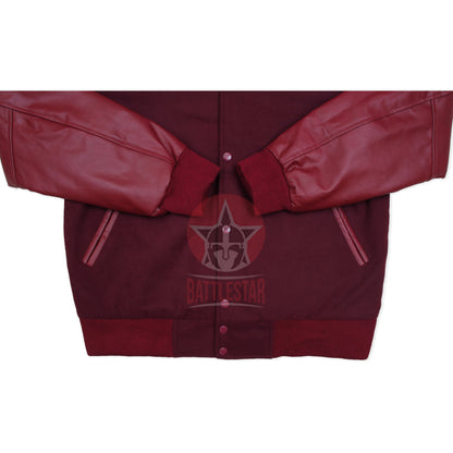 Year of the Tiger Embroidered Maroon Letterman Baseball Jacket