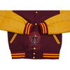 Load image into Gallery viewer, Maroon Wool Varsity Jacket Gold Yellow Leather Sleeves
